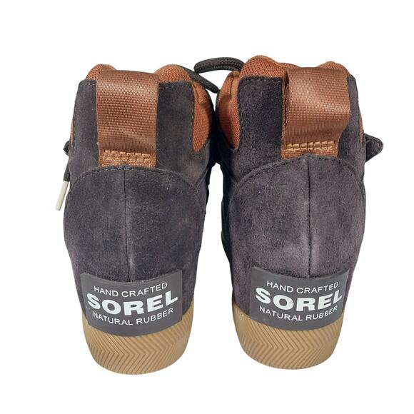 SOREL! BURNT ORANGE, BROWN GENUINE LEATHER & SUEDE OUT & ABOUT SNEAKERS! SZ 7.5 - Picture 7 of 11